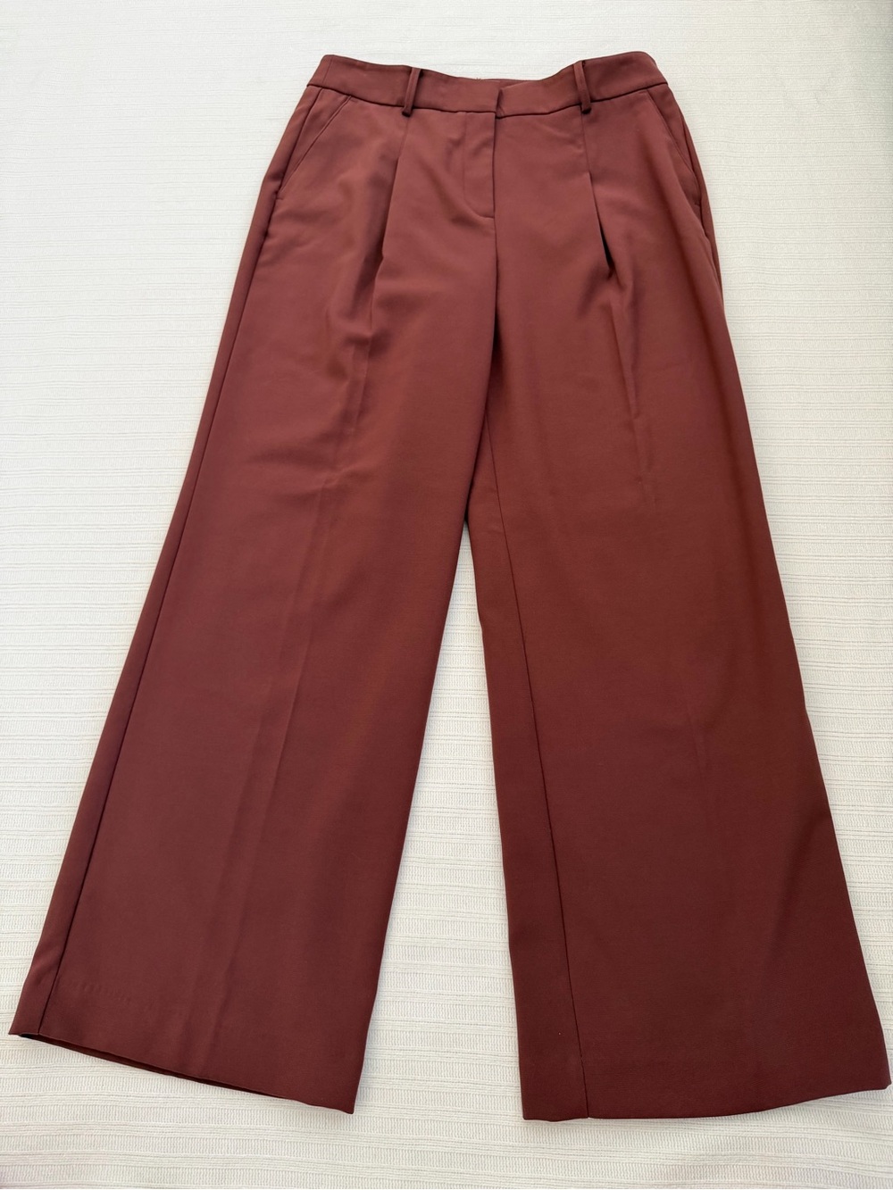 Ann Taylor Factory Rust Terracotta Pleated Wide Leg Trousers Pants Size 10 BeS1